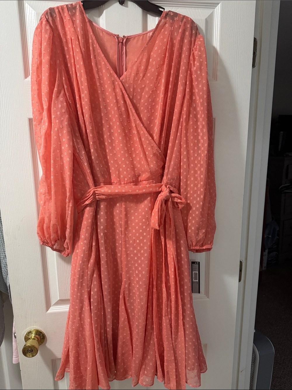 Tahari Coral Long-Sleeve Wrap Dress with Tie Waist